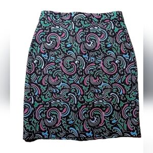 Banana Republic Bold Swirl Print Pencil Skirt Size 2 Stretch Office Chic